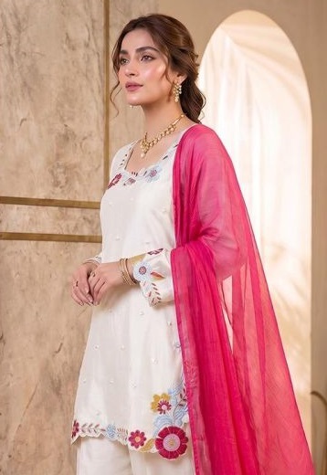Hoor Tex 984 A To D Malai Satin Embroidery Salwar Kameez 
